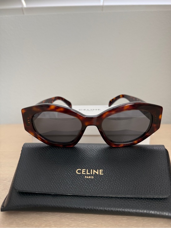 Celine Accessories - Celine Triomphe Logo Acetate Cat-Eye Sunglasses in Dark Havana Smoke
